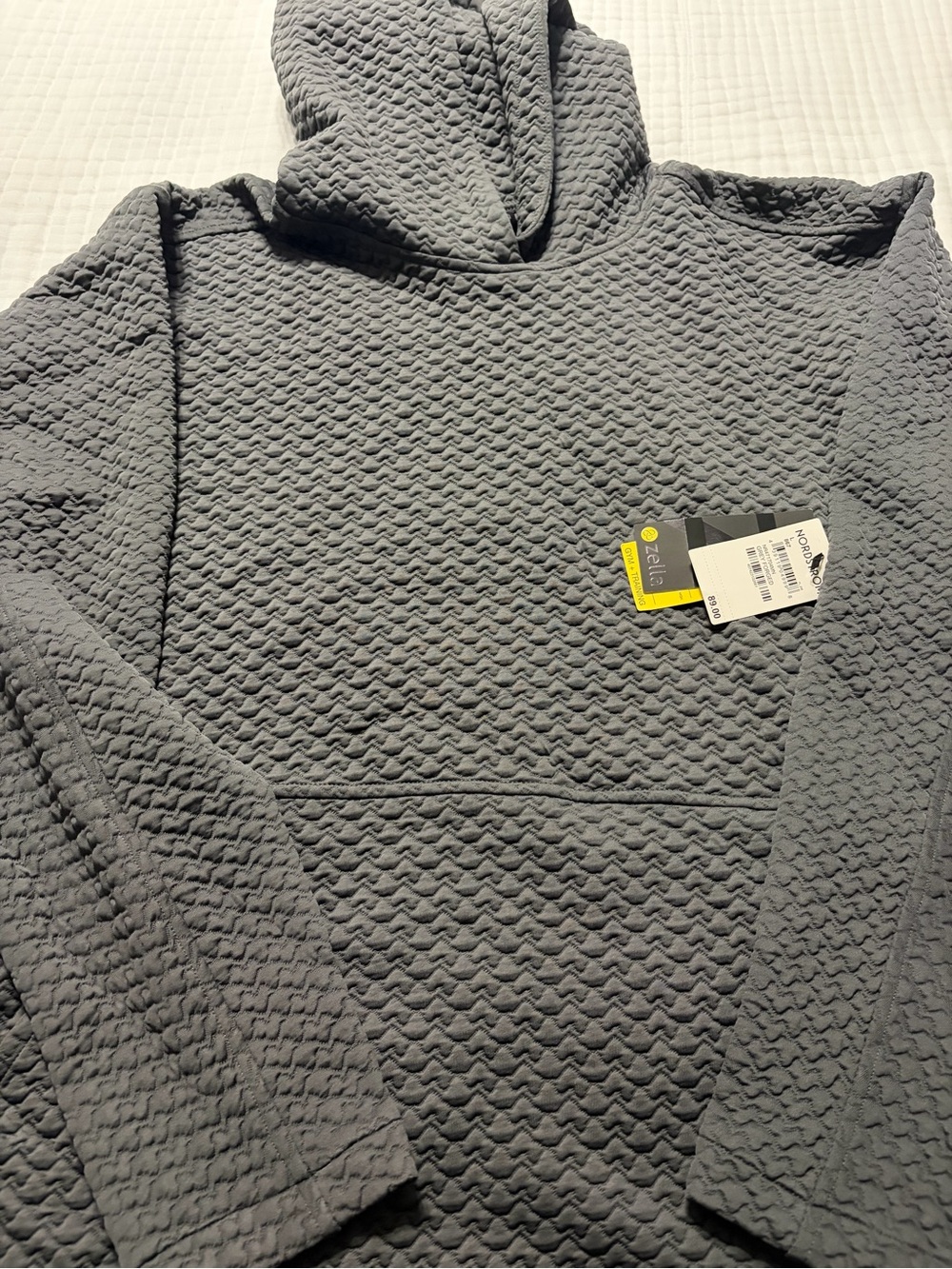 Zella Quilted Gray Hooded Pullover